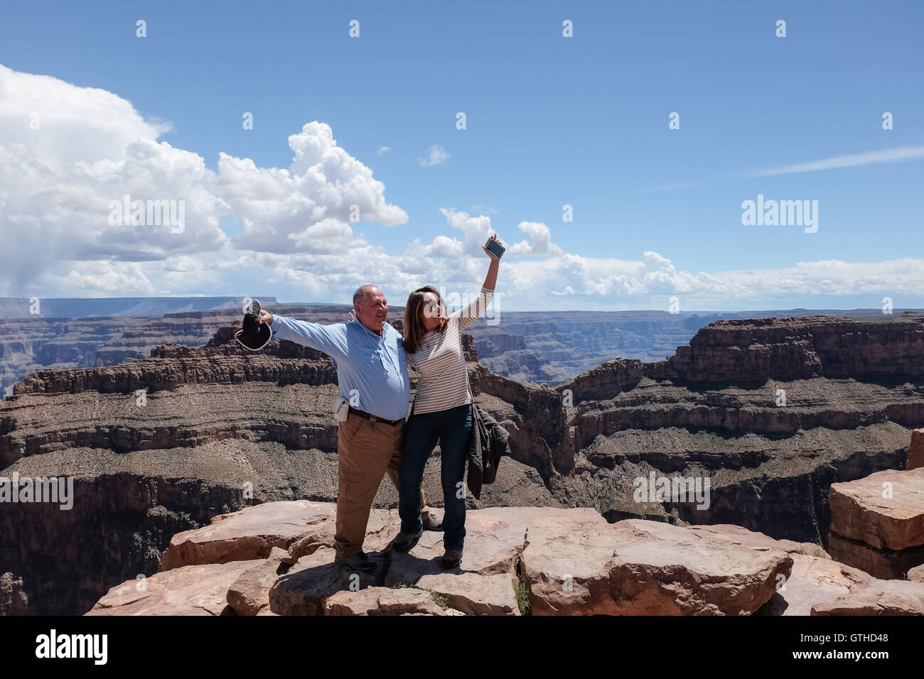 Menschen posieren für Fotos im Grand Canyon Stockfoto