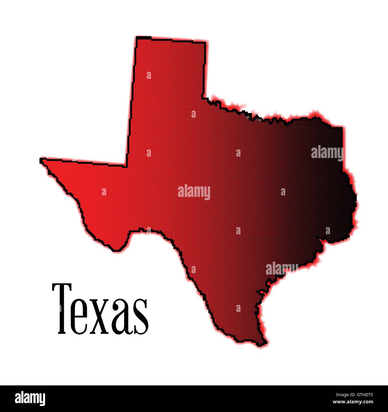 Umriss des Bundesstaates Texas isoliert in Halbton Stock Vektor