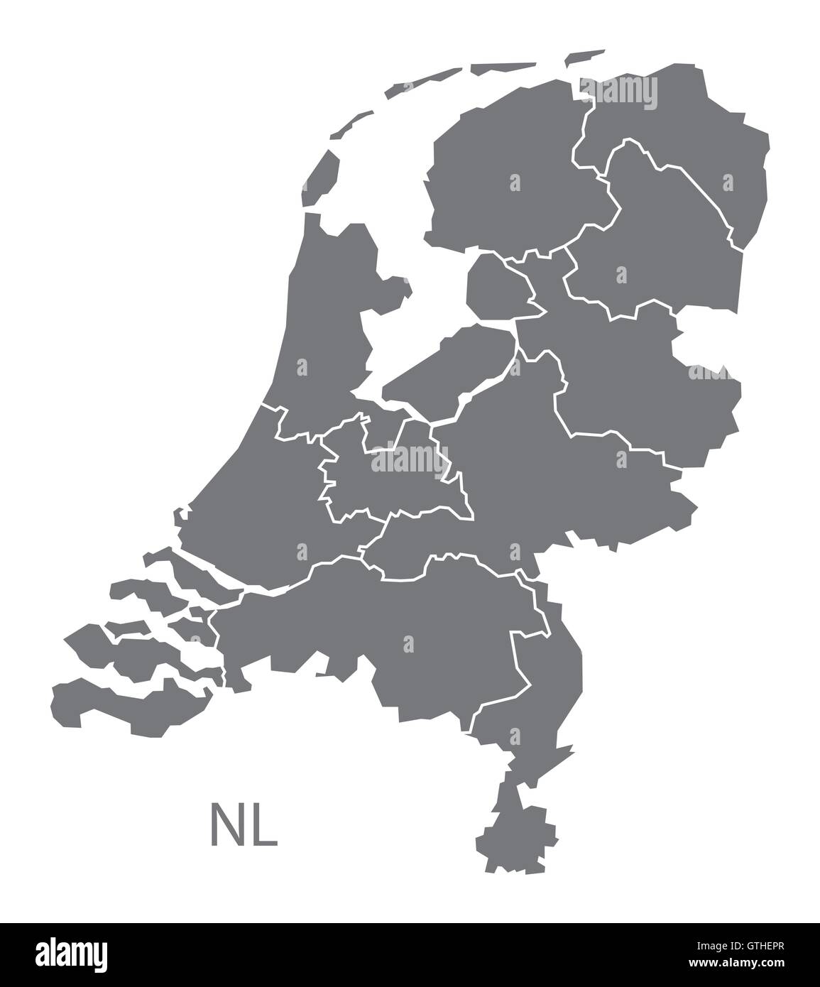 Niederlande graue Karte Vektor Stock Vektor