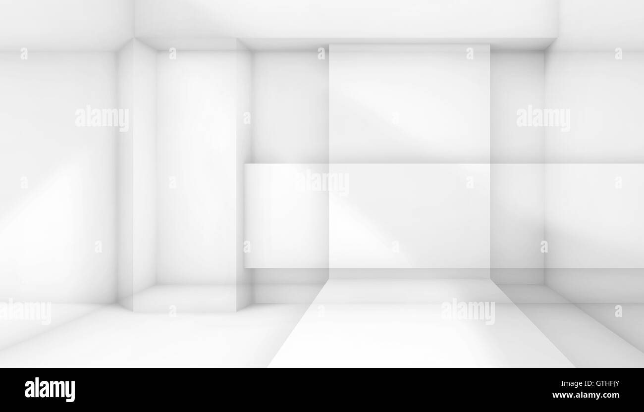 Abstrakte Whiteroom, architektonischen Hintergrund. 3D Render-Abbildung mit Multi-Exposure-Effekt Stockfoto
