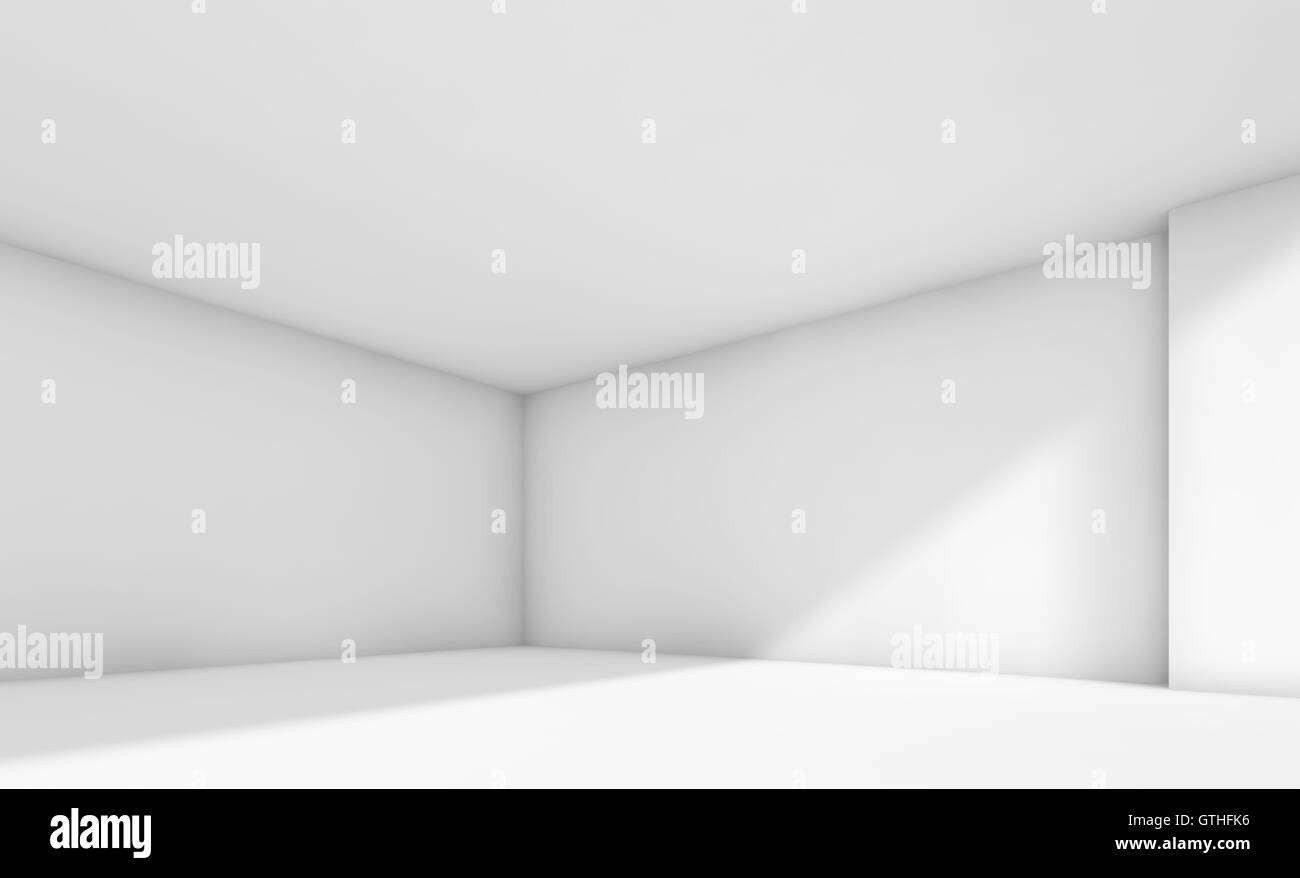 Abstrakte weißen leeren Innenraum. 3D Render-Abbildung mit weichem Licht Seite Stockfoto