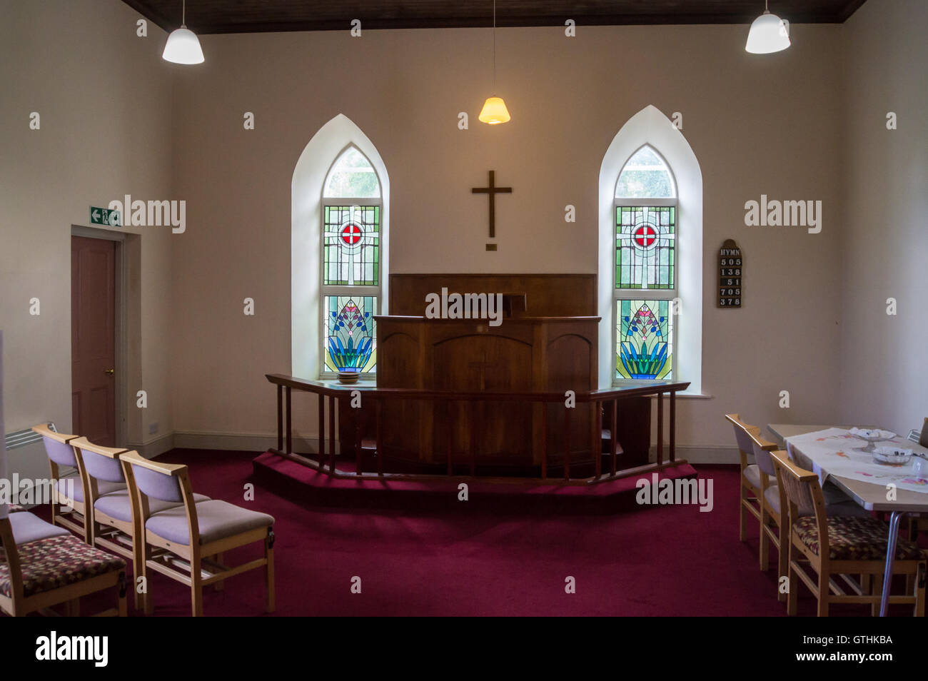 Solway Methodist Kapelle Interieur, Port Carlisle, Cumbria, England Stockfoto