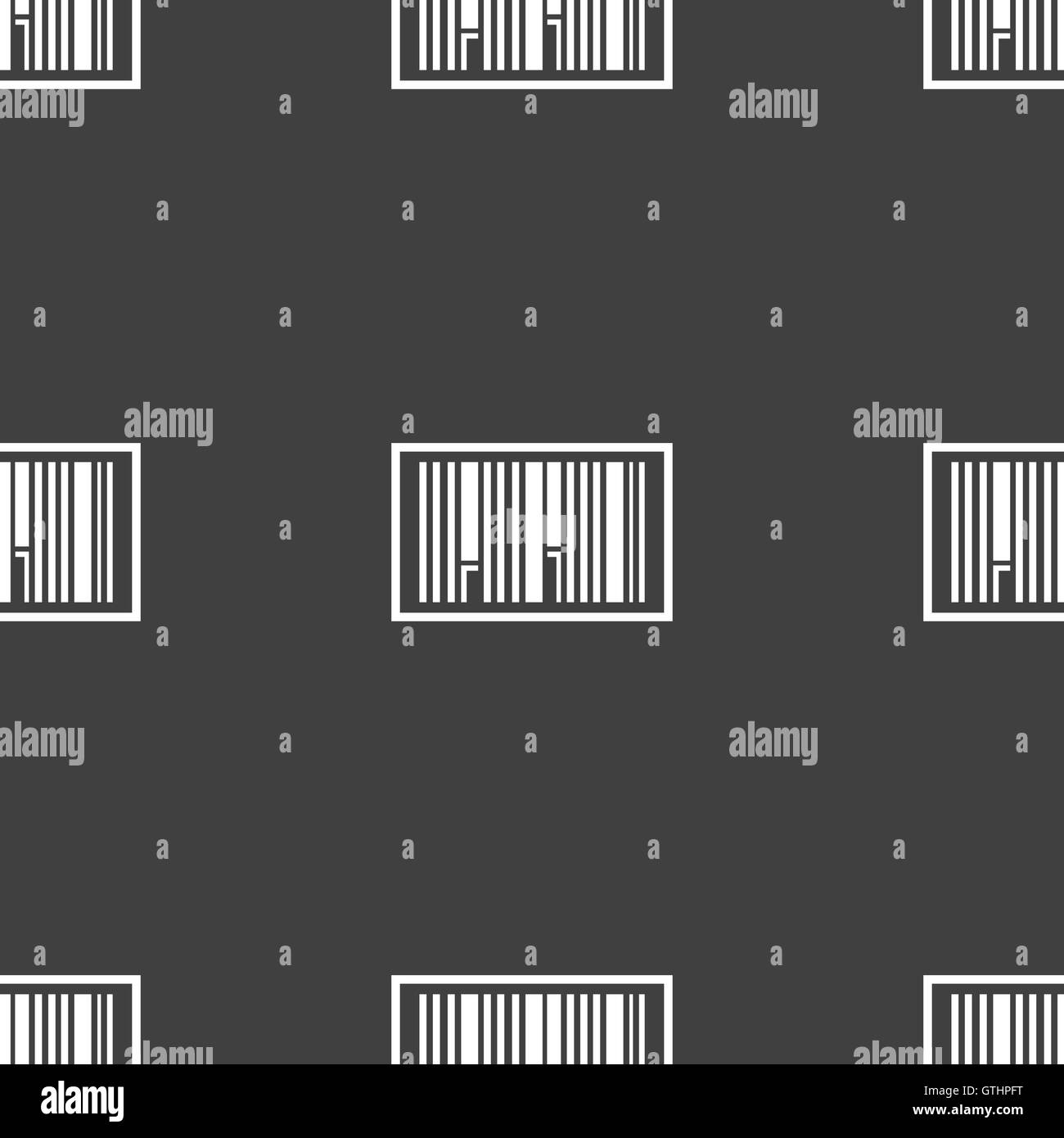 Barcode-Symbol Zeichen. Nahtlose Muster auf einem grauen Hintergrund. Vektor Stock Vektor