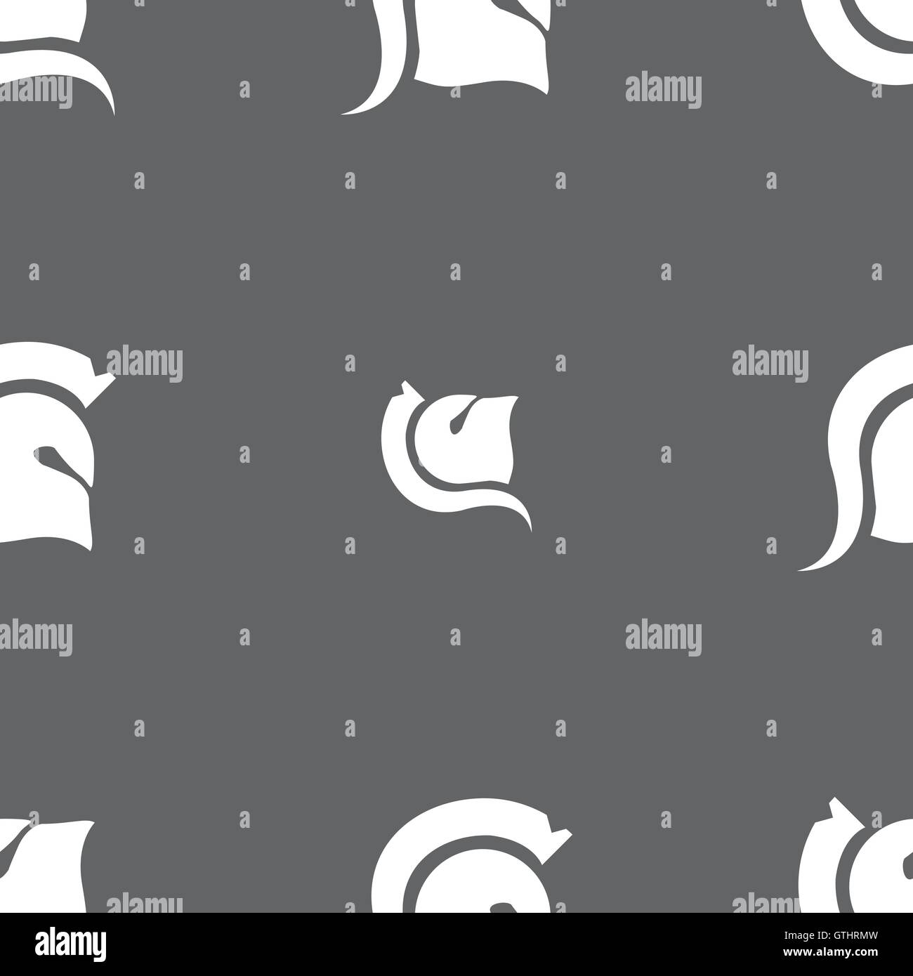 Spartan Helm Symbol Zeichen. Nahtlose Muster auf einem grauen Hintergrund. Vektor Stock Vektor