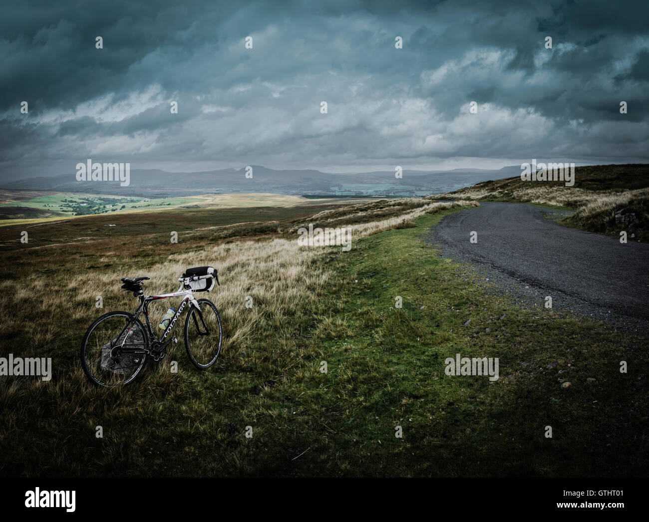 Colnago Cyclocross-Rad auf der Oberseite Bowland Knotts, Lancashire moors, UK. Stockfoto