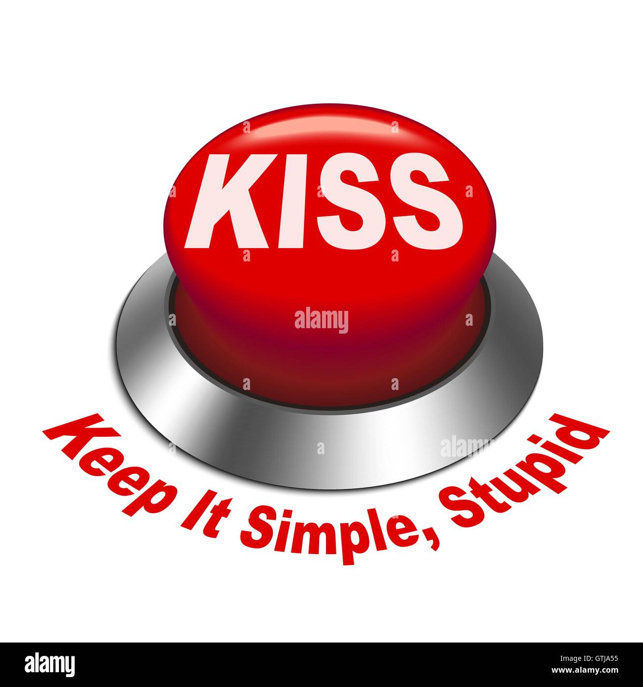 3D Illustration des Prinzips von KISS (Keep It Simple, stupid) Taste isolierten weißen Hintergrund Stock Vektor