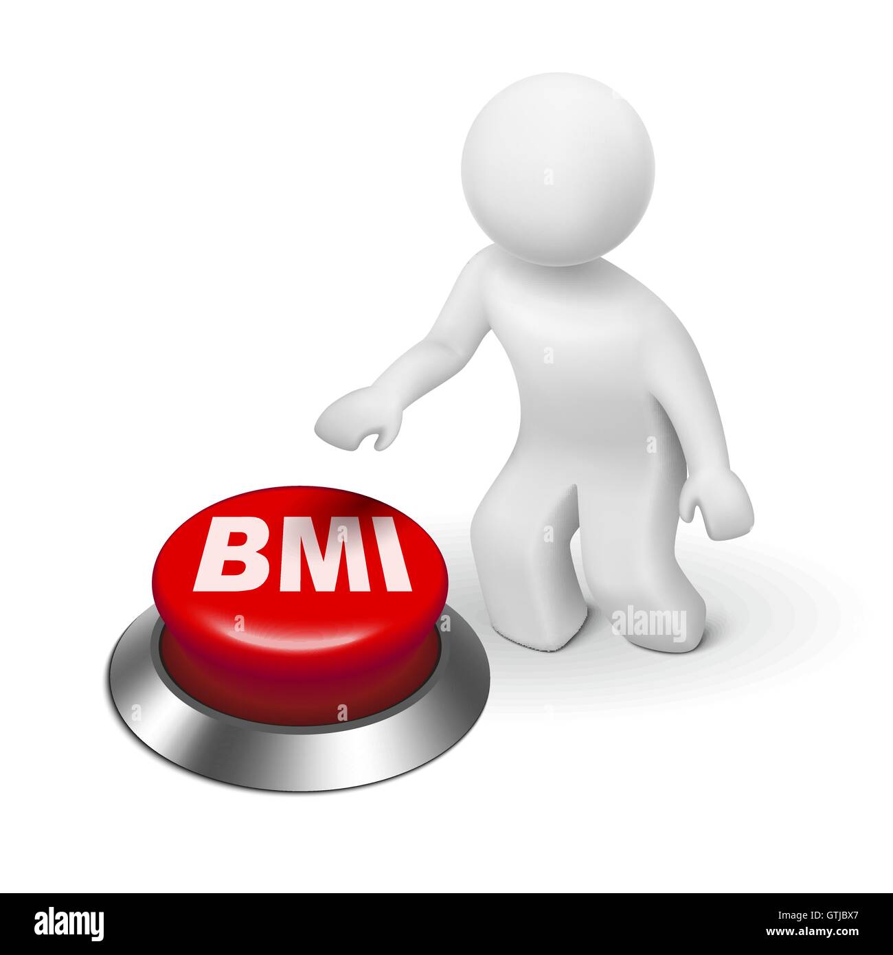 3D Mann mit BMI (Body Mass Index) Schaltfläche "isoliert" weißen Hintergrund Stock Vektor