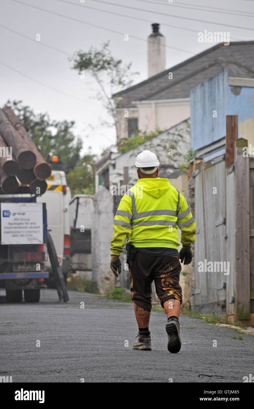 Ein Baumeister in Falmouth, Cornwall Stockfoto