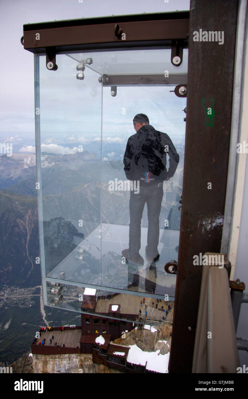 La Pas Dans la Vide - Aiguille du Midi, Mont-Blanc, Chamonix, Frankreich. Stockfoto