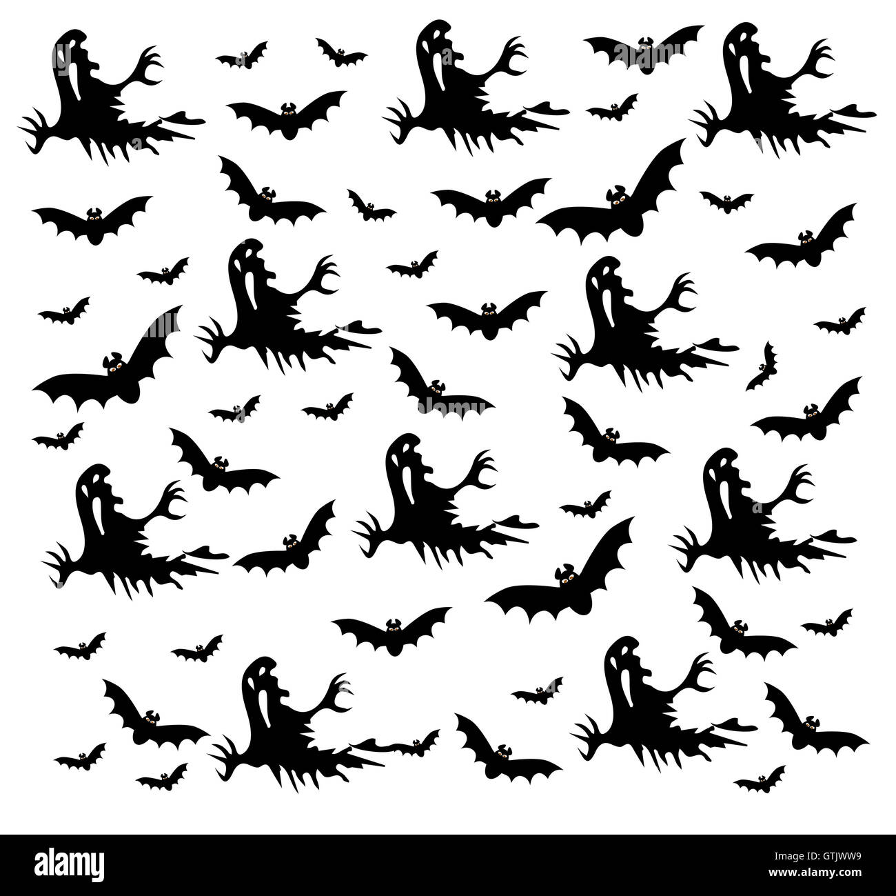 Halloween Hintergrund mit Fledermäuse und Gespenster Stockfoto