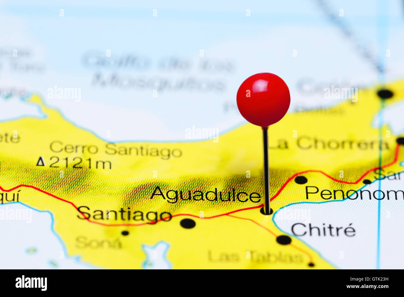 Aguadulce fixiert auf einer Karte von Panama Stockfotografie Alamy