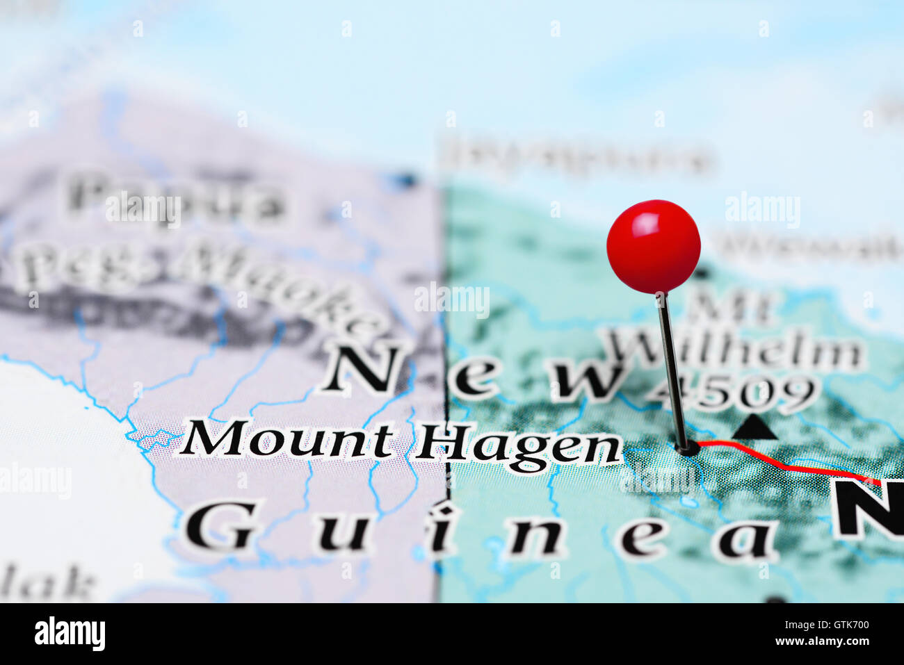 Mount Hagen merken auf einer Karte von Papua-Neu-Guinea Stockfoto