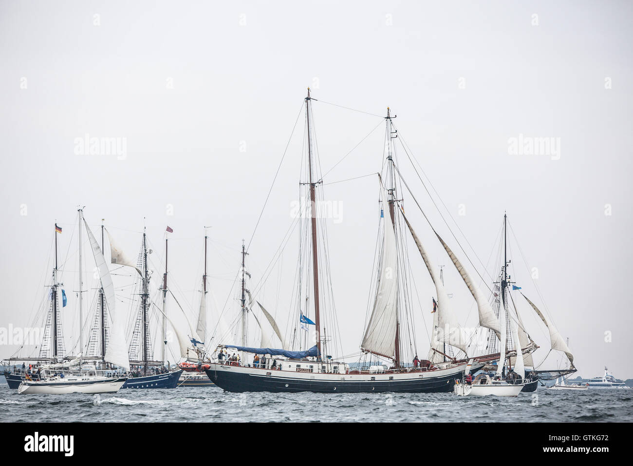 Segelschiff bei Windjammer-Parade während der Kieler Woche. Stockfoto