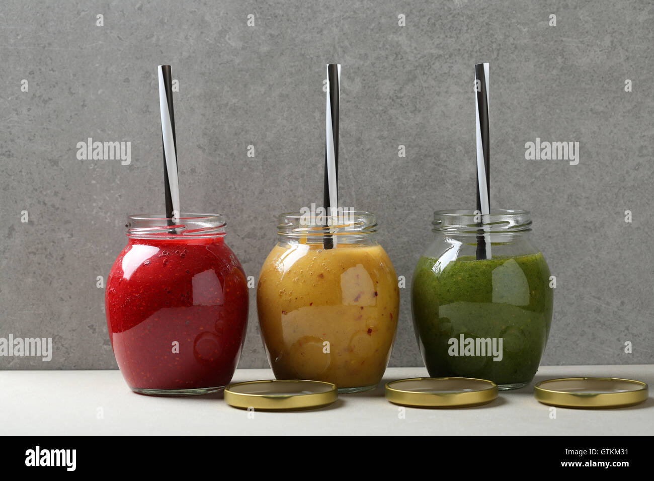 Sommer-Protein drink in Glas, Essen Nahaufnahme Stockfoto