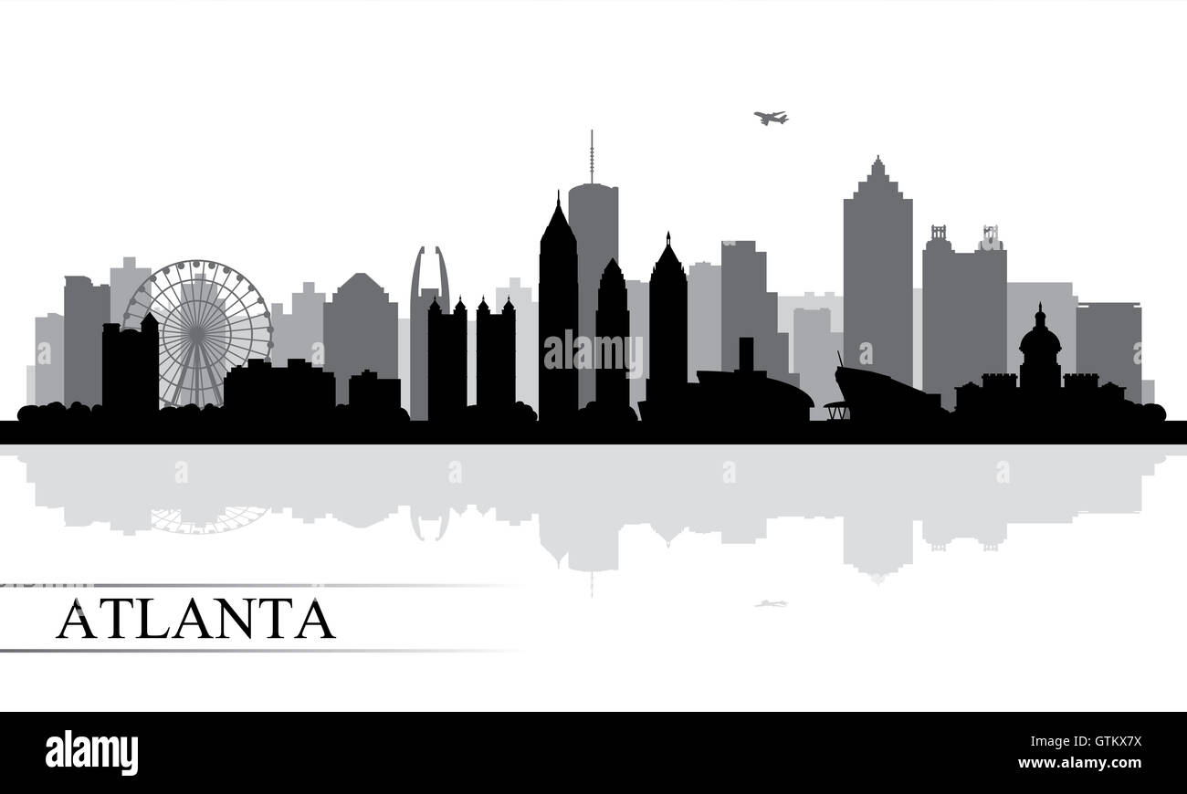 Atlanta City Skyline Silhouette Hintergrund Stockfoto