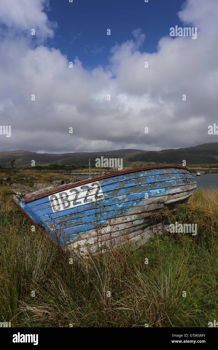 Alten hölzernen Boot Insel ulva Schottland september 2016 Stockfoto