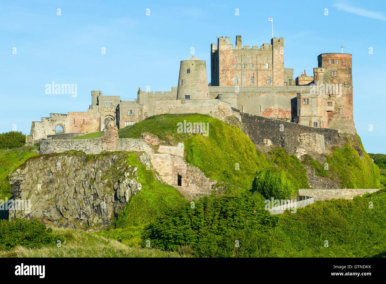 Ansicht von Bambugh Burg, Bamburgh, Northumberland, England Stockfoto