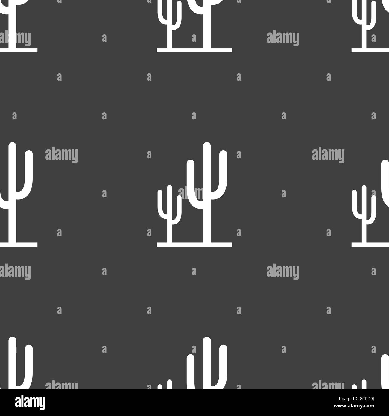 Kaktus-Symbol Zeichen. Nahtlose Muster auf einem grauen Hintergrund. Vektor Stock Vektor