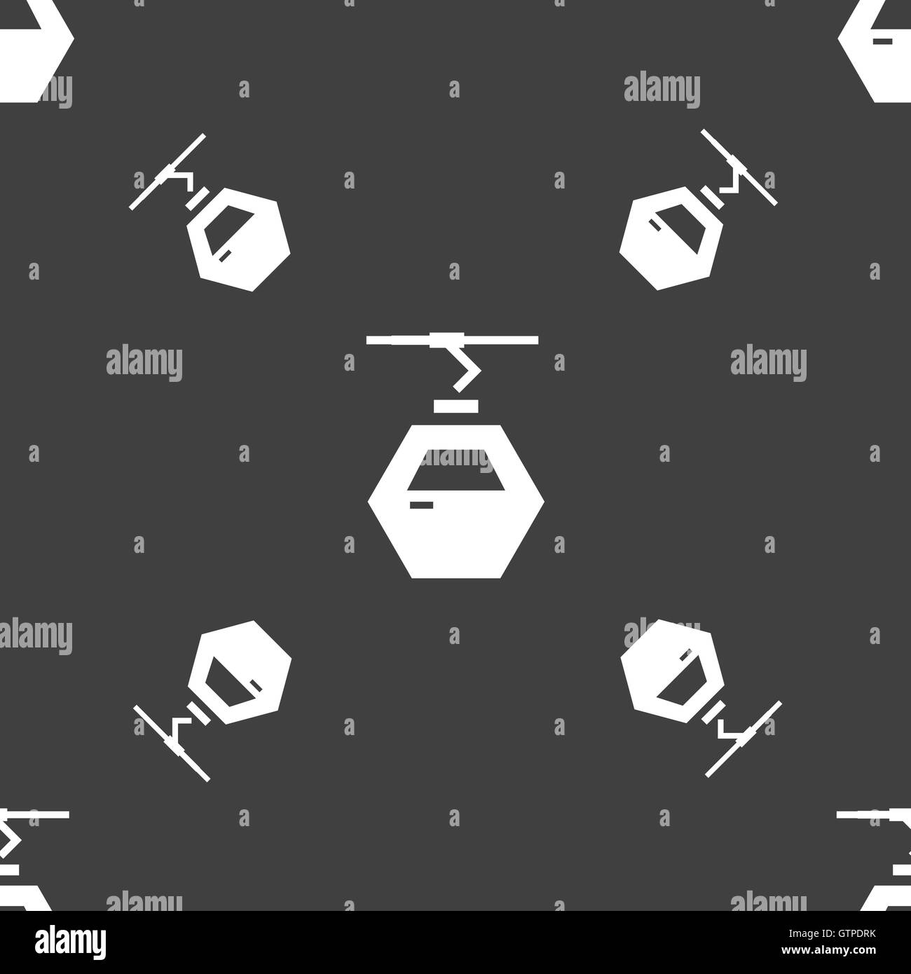 Seilbahn Kabine Symbol Zeichen. Nahtlose Muster auf einem grauen Hintergrund. Vektor Stock Vektor