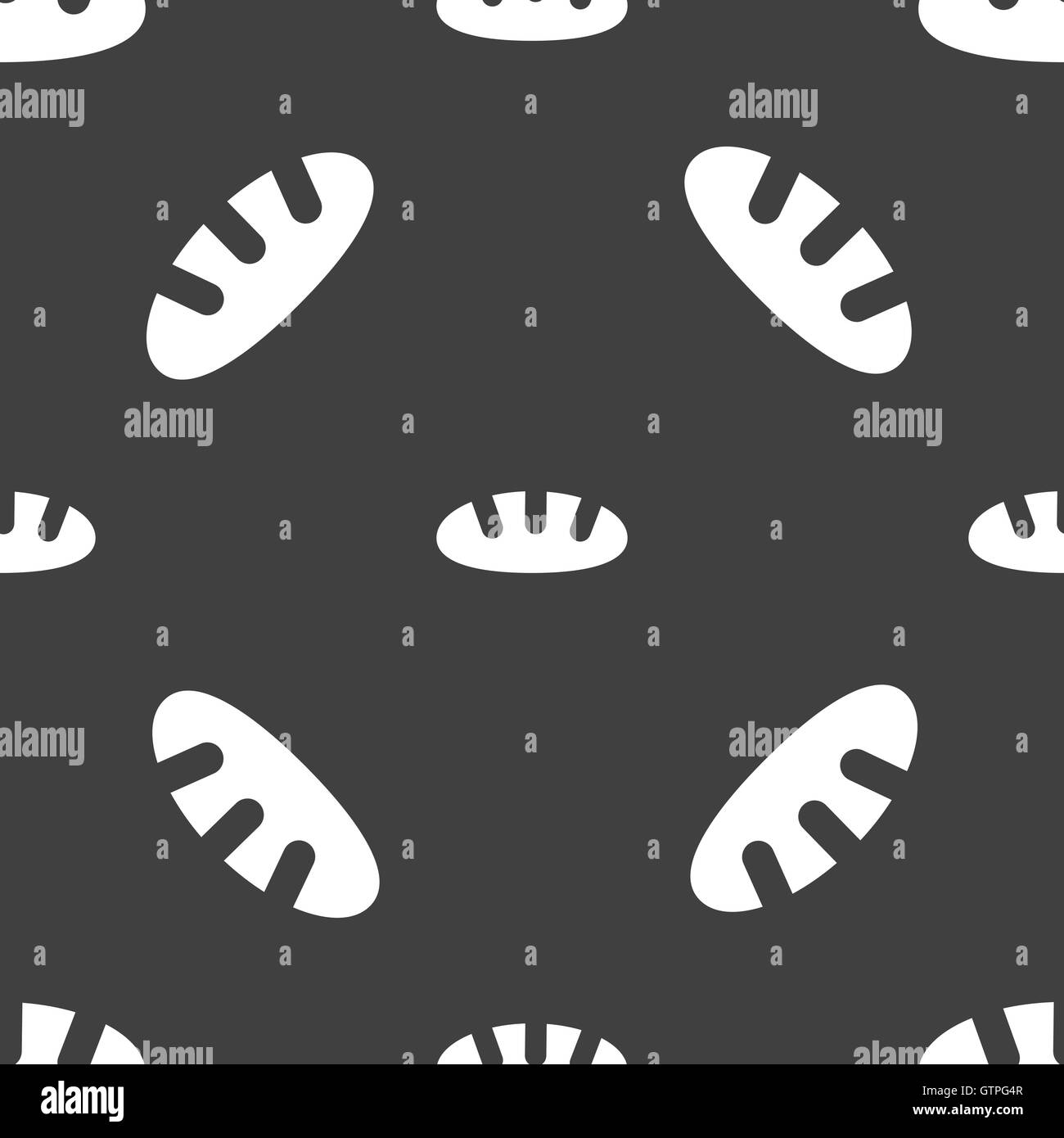 Brot-Symbol Zeichen. Nahtlose Muster auf einem grauen Hintergrund. Vektor Stock Vektor