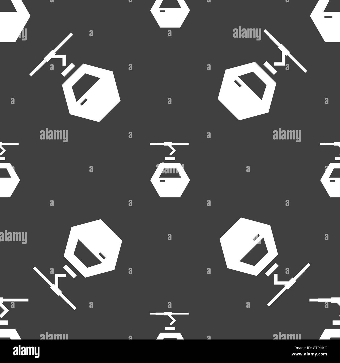 Seilbahn Kabine Symbol Zeichen. Nahtlose Muster auf einem grauen Hintergrund. Vektor Stock Vektor
