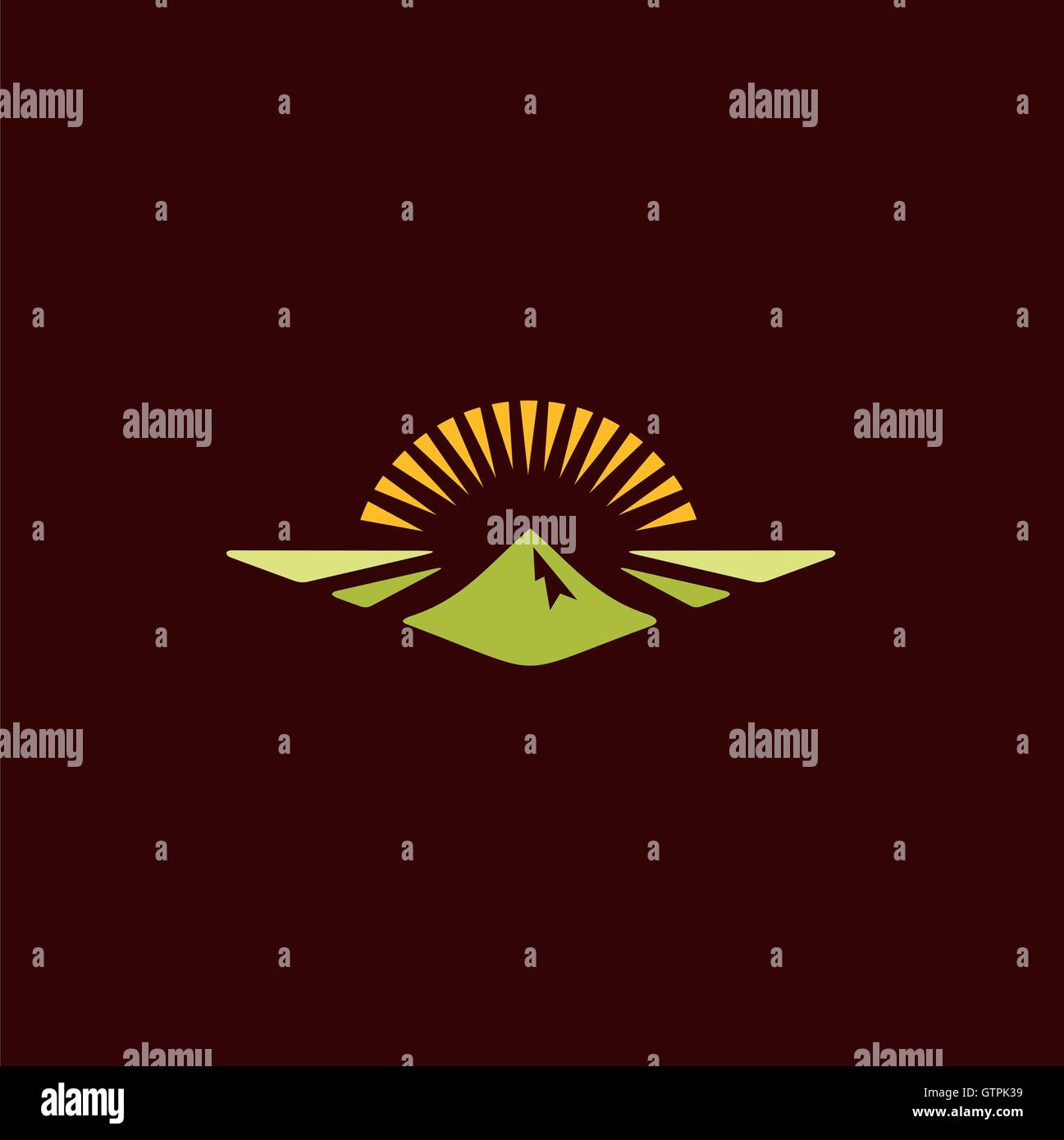 Schönheit Landschaft Vektor ungewöhnliche Logo. Modernes Logo-Landschaft. Landschaft-Symbol isoliert. Schöne Landschaft. Ebene Landschaft. Abst Stock Vektor