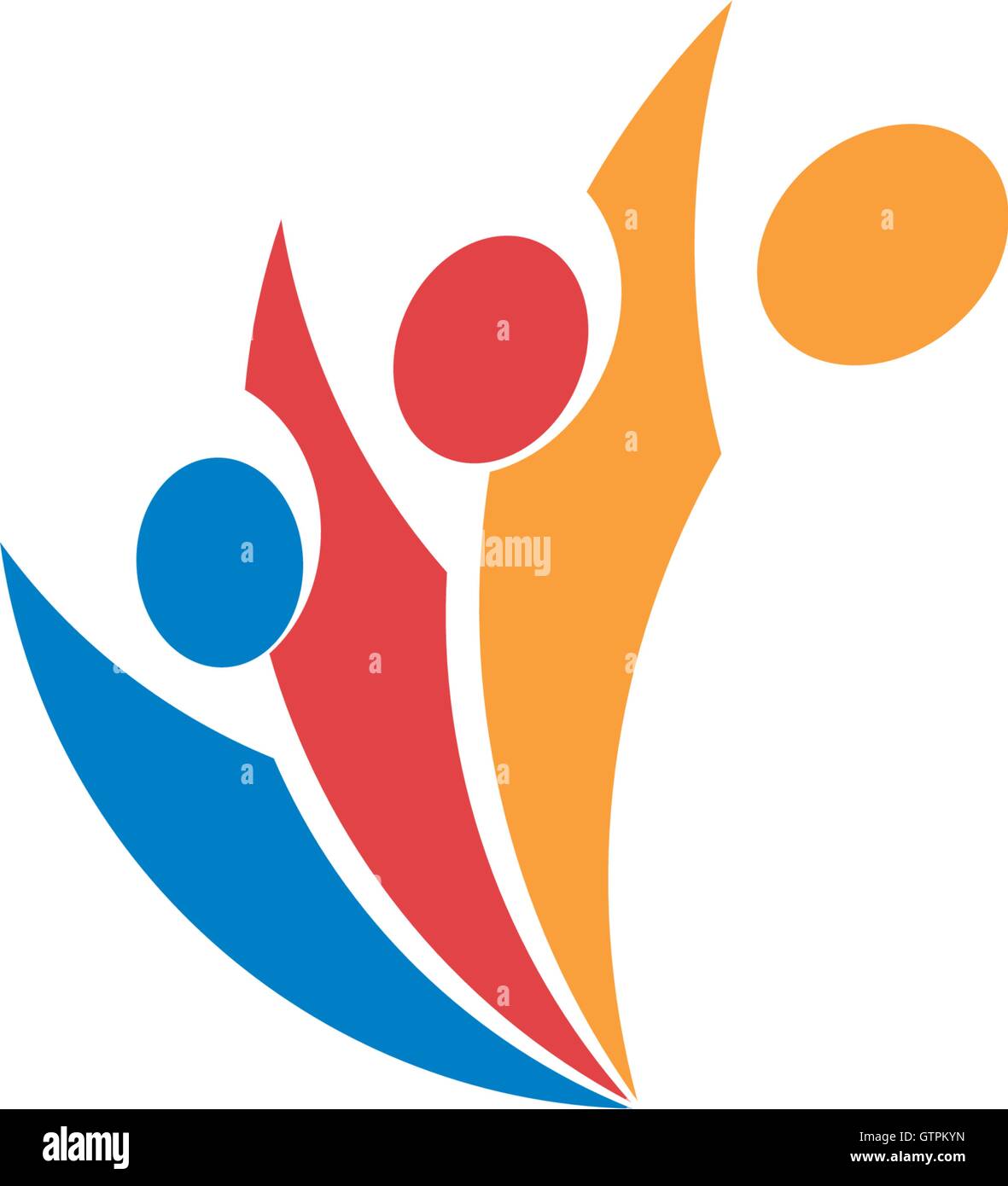 Isolierte abstraktere bunten Menschen Vektor-Logo. Menschliche Silhouette Schriftzug. Minimalistischen Illustration. Zeichen der Gemeinschaft. Teamarbeit-ac Stock Vektor