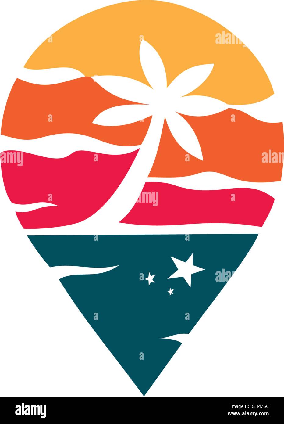 Palm-Logo-Design-Vorlage. Reisen Vektor-Illustration. Tourismus zu markieren. Rote und blaue Farbe Logo Vorlage Palm. Erholung-Symbol t Stock Vektor