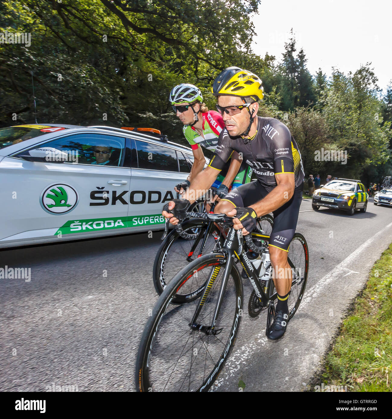 JLT Condor Graham Briggs, Team JLT Condor Tour durch Großbritannien 2016 Rede Haus Wald des Dekans, Gloucestershire UK Stockfoto