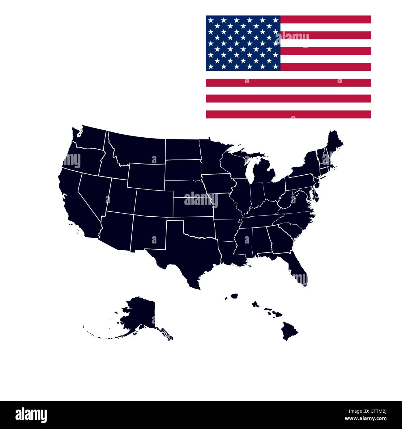 US-Bundesstaaten in der Karte von Amerika Stock Vektor