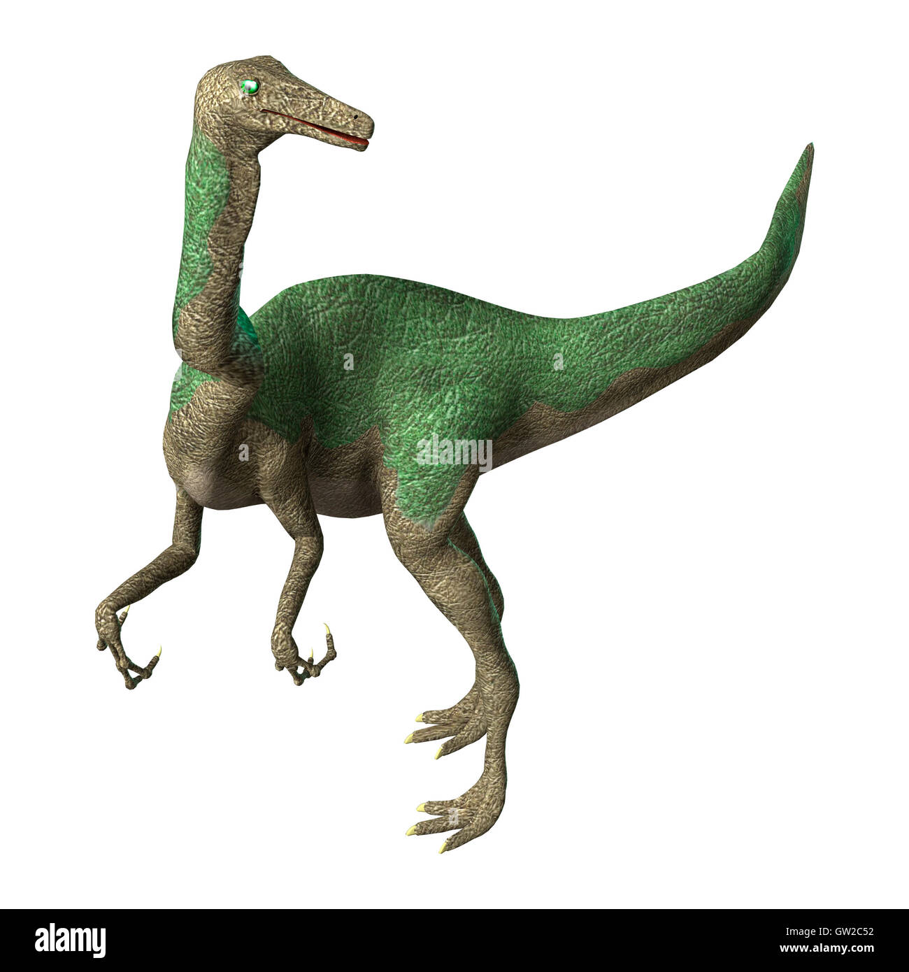 3D-Rendering eines Dinosauriers Gallimimus isoliert auf weißem Hintergrund Stockfoto