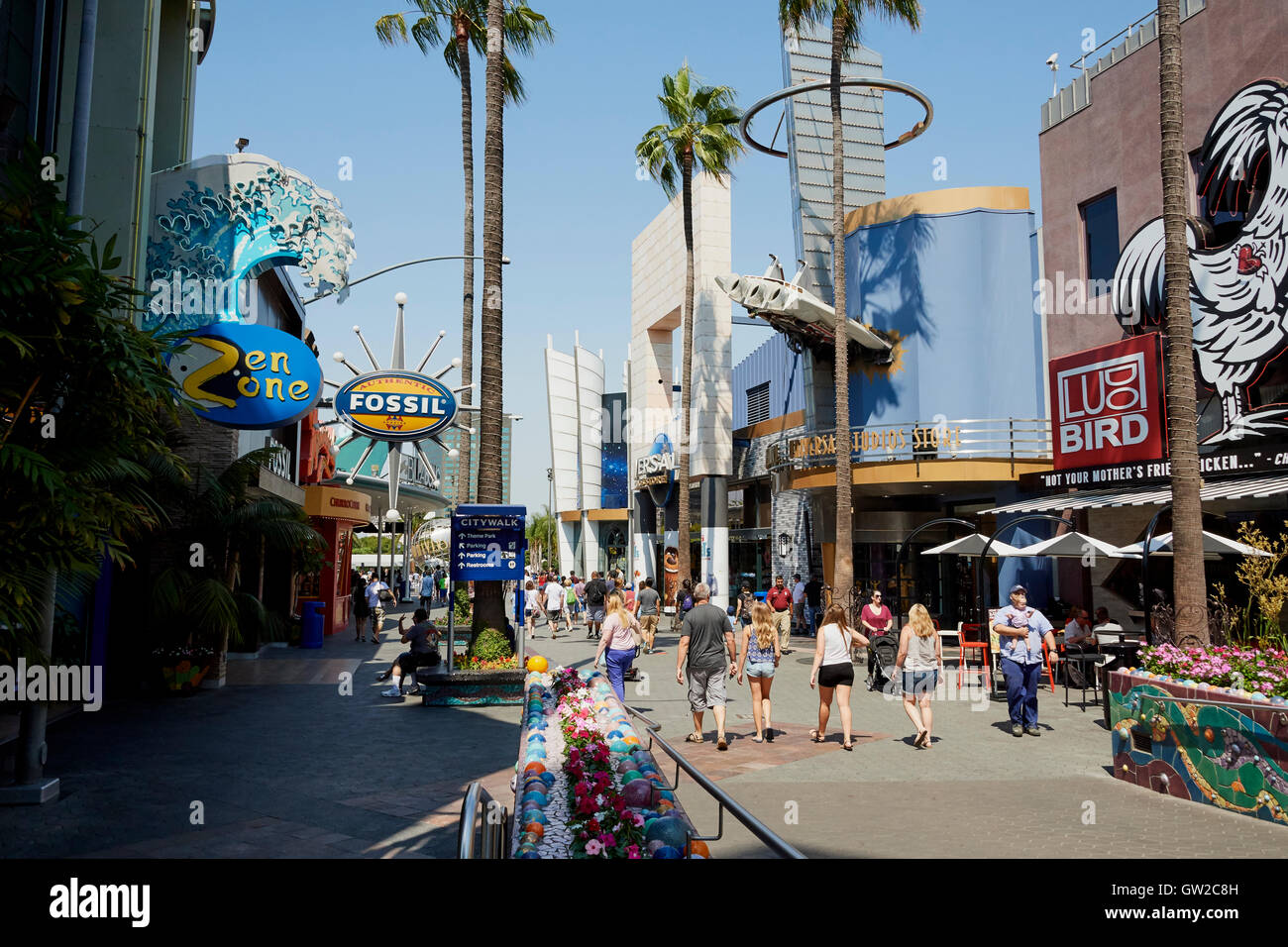 Universal Studios Hollywood ist ein Filmstudio und Themenpark in der Universal City-Gemeinschaft von San Fernando Valley und Umgebung Stockfoto