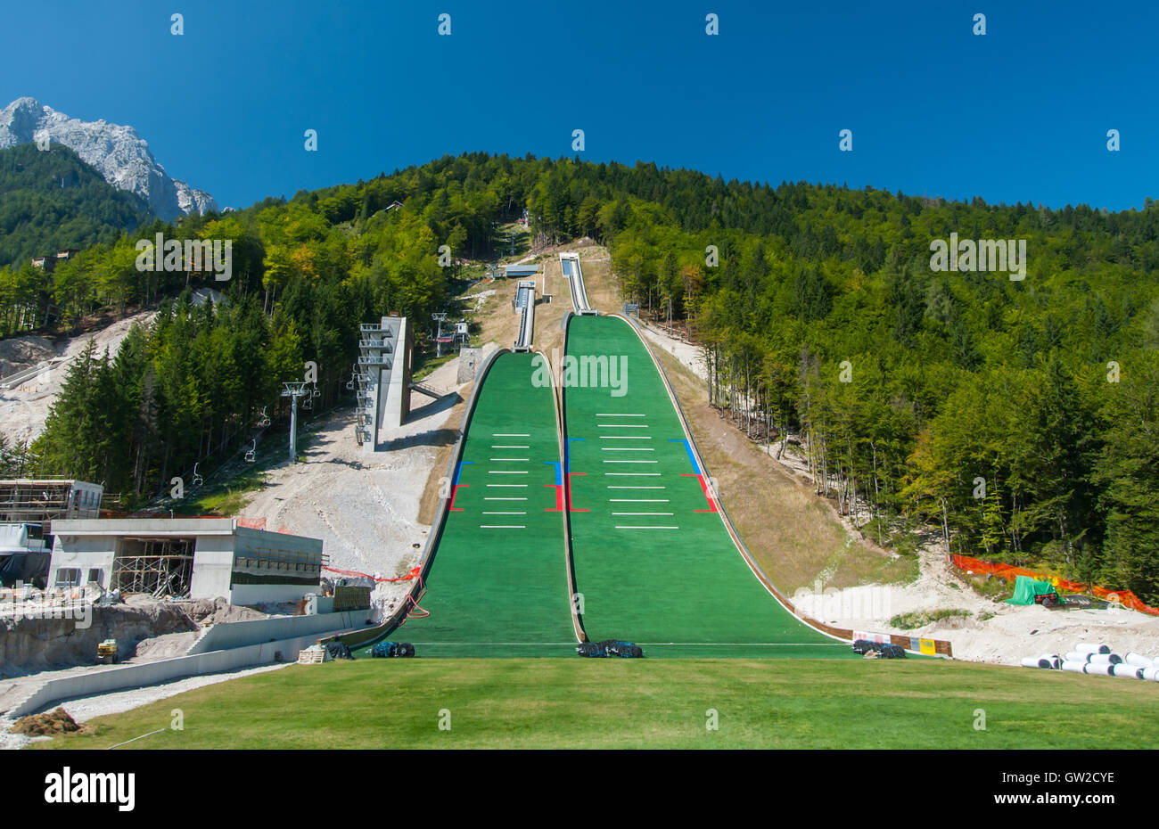 Skisprung-Hügel in Planica, Slowenien Stockfoto