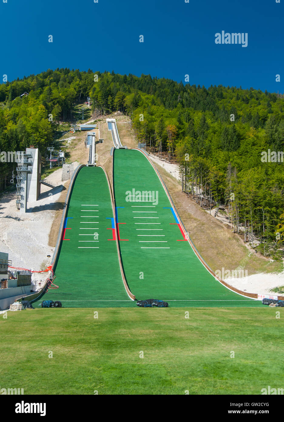 Skisprung-Hügel in Planica, Slowenien Stockfoto