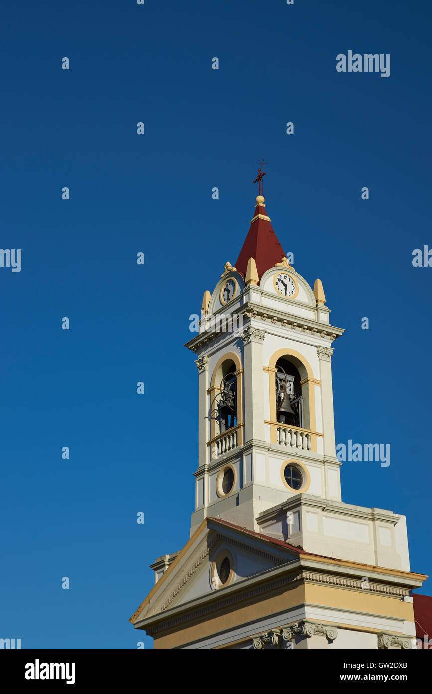 Historische Kathedrale von Punta Arenas, eine kleine Stadt auf der Straße von Magellan in Magallanes Region von Chile Stockfoto