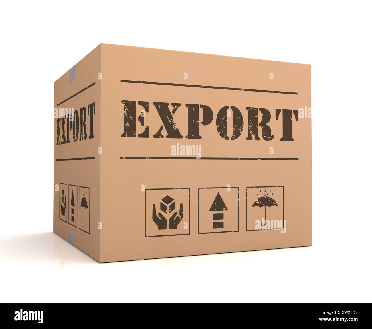 exportieren Sie Karton Konzept 3d illustration Stockfoto