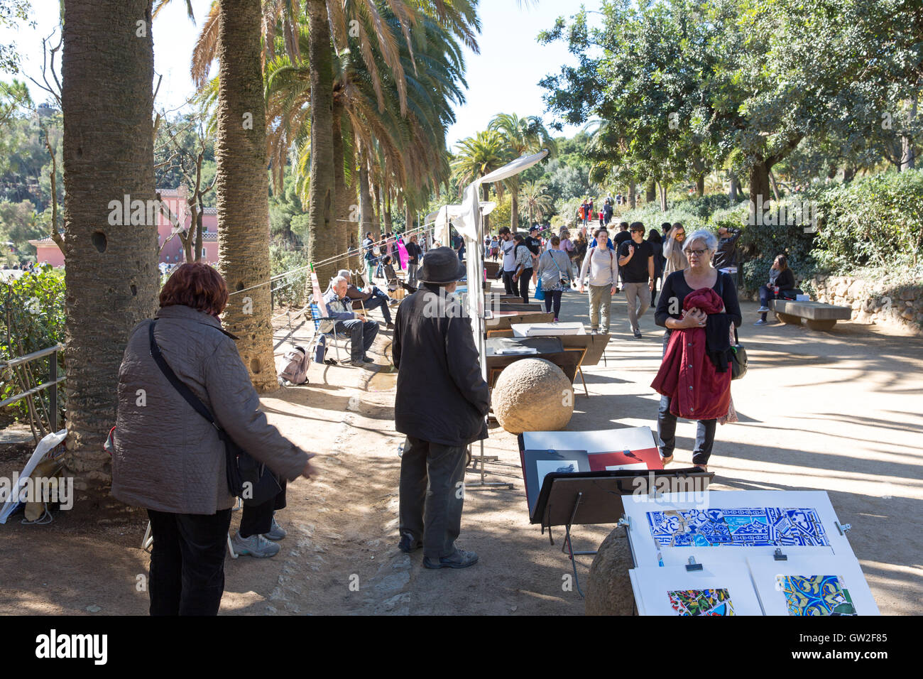 Der Park Guell (Gaudi Park) in Barcelona, Spanien. Stockfoto