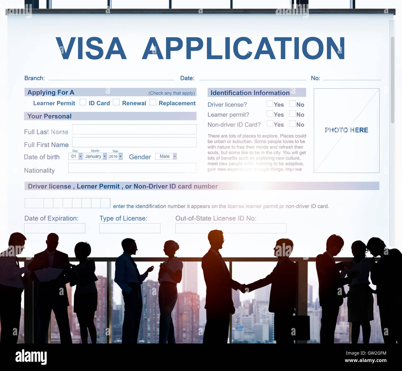 Visum Antrag Formular Einwanderung Konzept Stockfoto