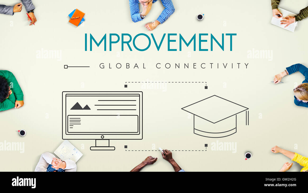 Verbesserung globaler Konnektivität Bildung Grafikkonzept Stockfoto