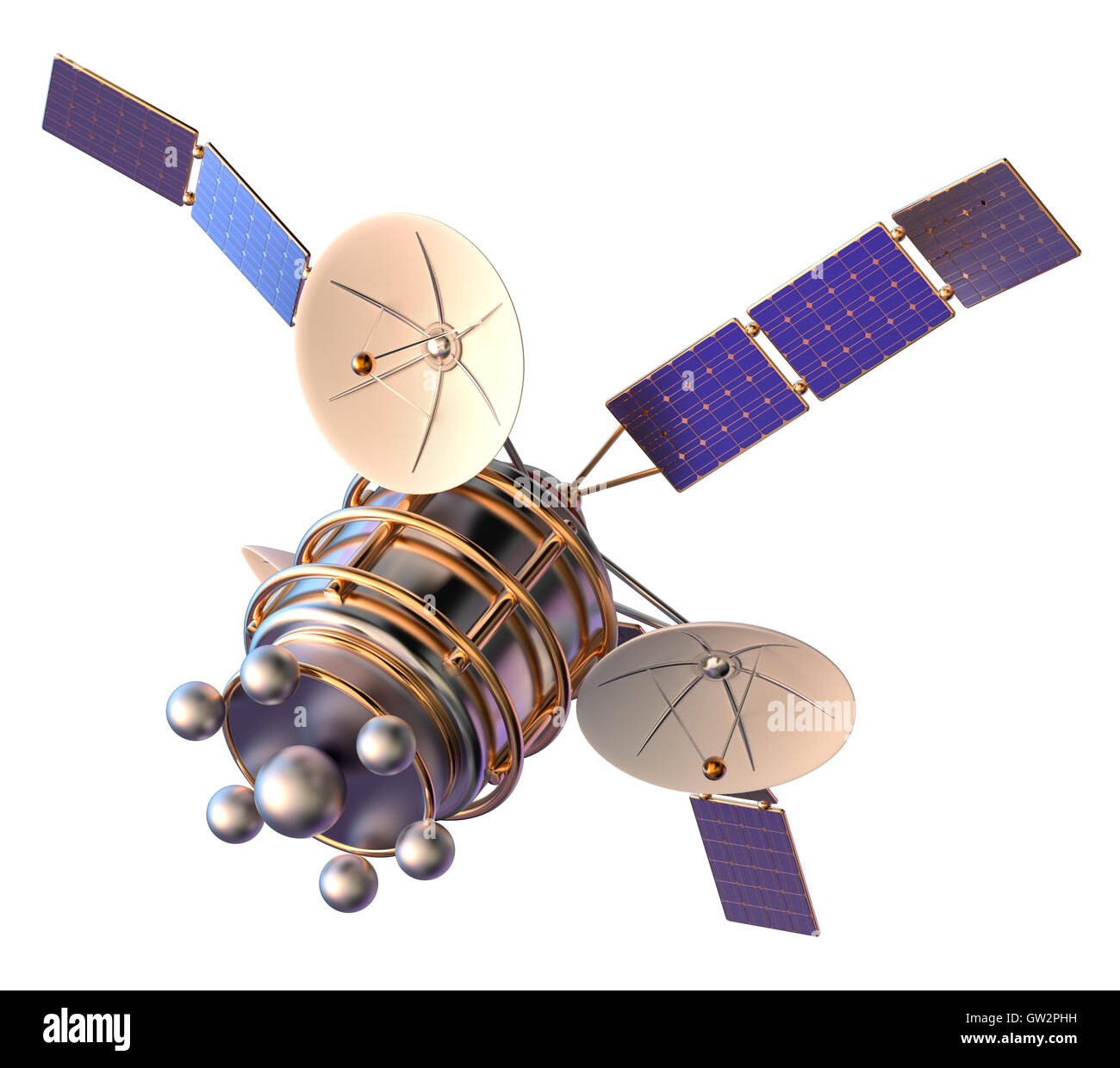 3D Modell eines künstlichen Satelliten der Erde Stockfoto