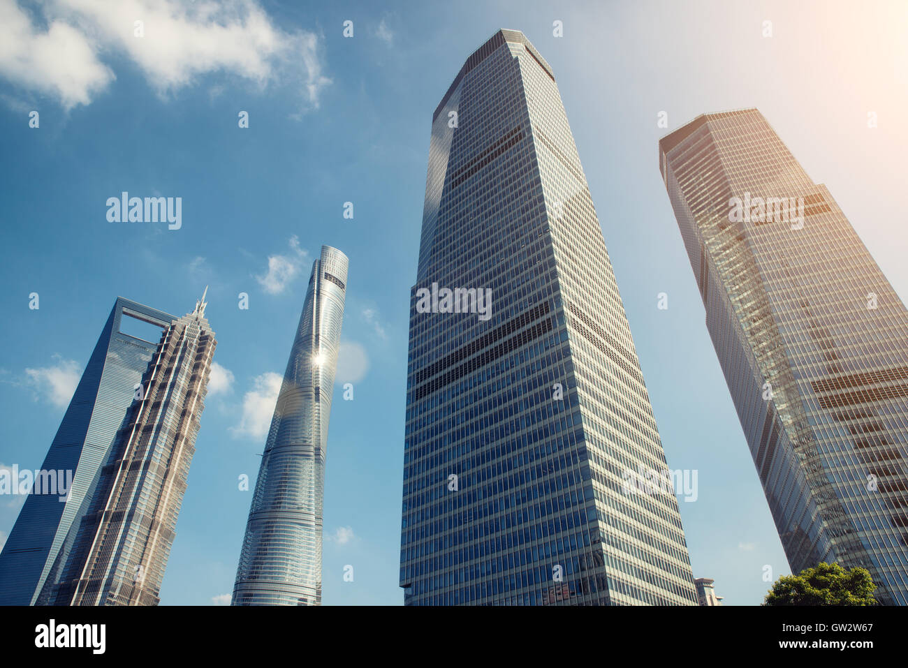 Shanghai Wolkenkratzer im Finanzviertel Lujiazui Shanghai in Shanghai, China. Stockfoto