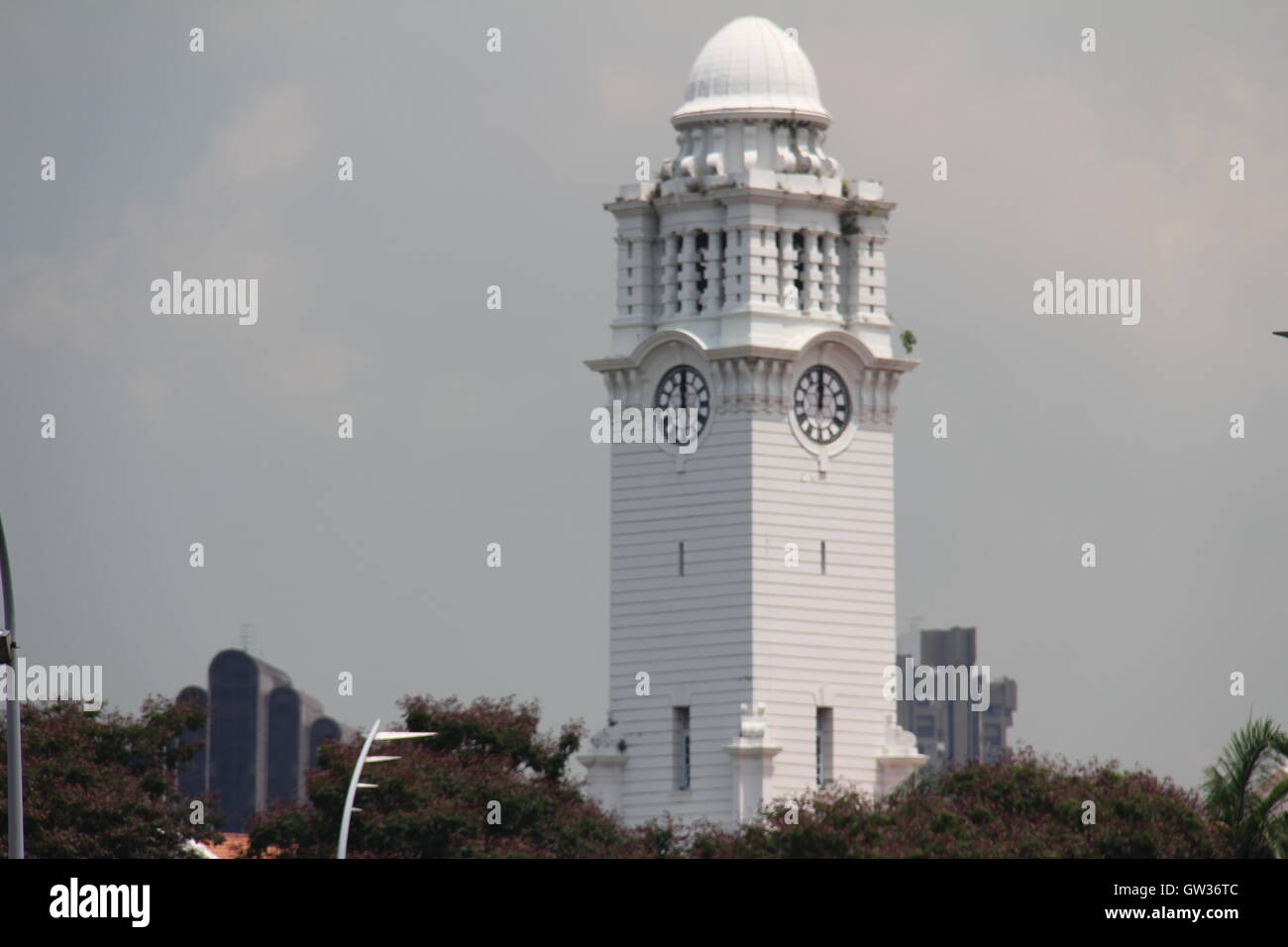 Victoria Theater Uhrturm in Singapur Stockfoto