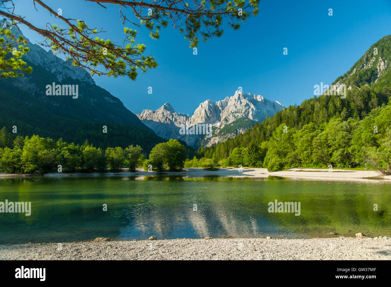 Jasna-See, Kranjska Gora, Slowenien Stockfoto