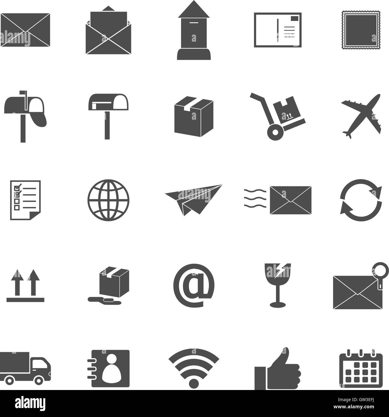 Post-Symbole auf weißem Hintergrund, Lager Vektor Stock Vektor