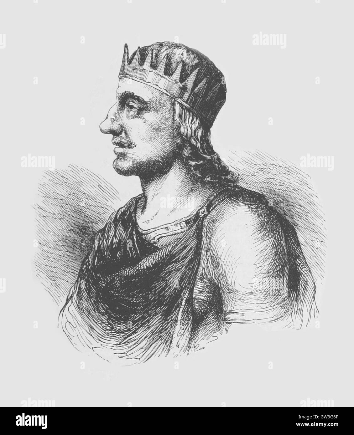 König Egbert von Wessex.  Egbert, auch buchstabiert aus, Ecgbert oder Ecgbriht, war König von Wessex von 802 bis zu seinem Tod 839. Sein Vater war Ealhmund von Kent.  Bild von Cassell es illustrierte Weltgeschichte (1893) bezogen. Stockfoto