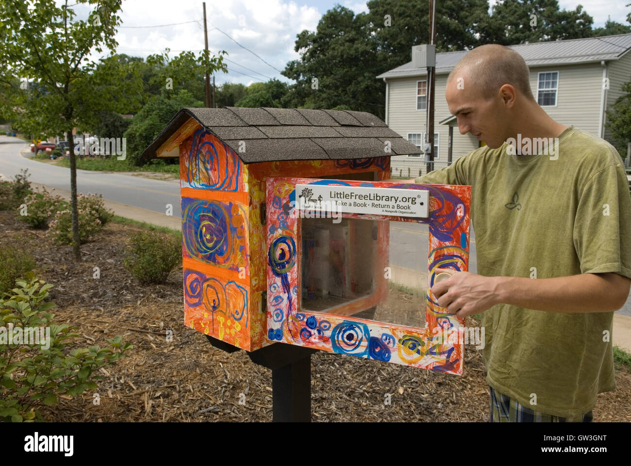 Kleine Freie Bibliothek Asheville NC USA Stockfoto
