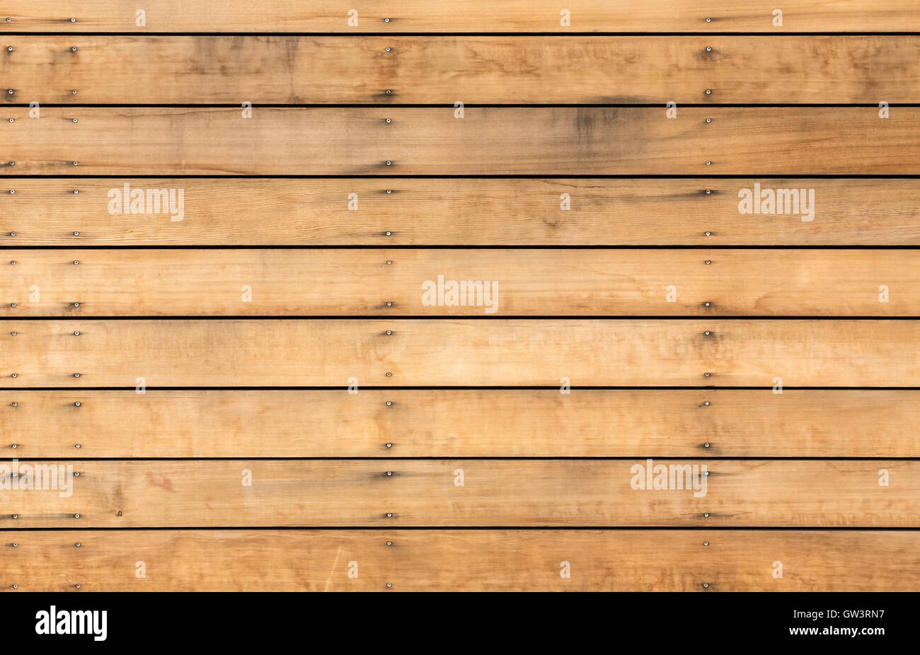 Rustikale alte im Alter von Holzbohlen genagelten Brettern horizontale Hintergrundtextur Stockfoto