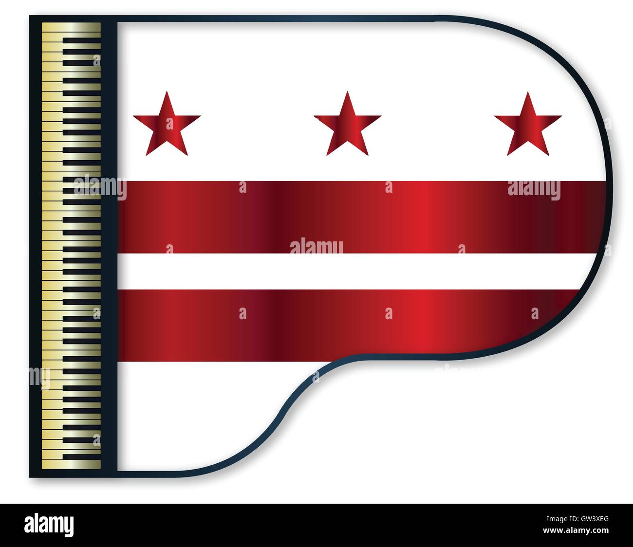 Washington DC-Fahne und Flügel vor einem weißen Hintergrund Stock Vektor