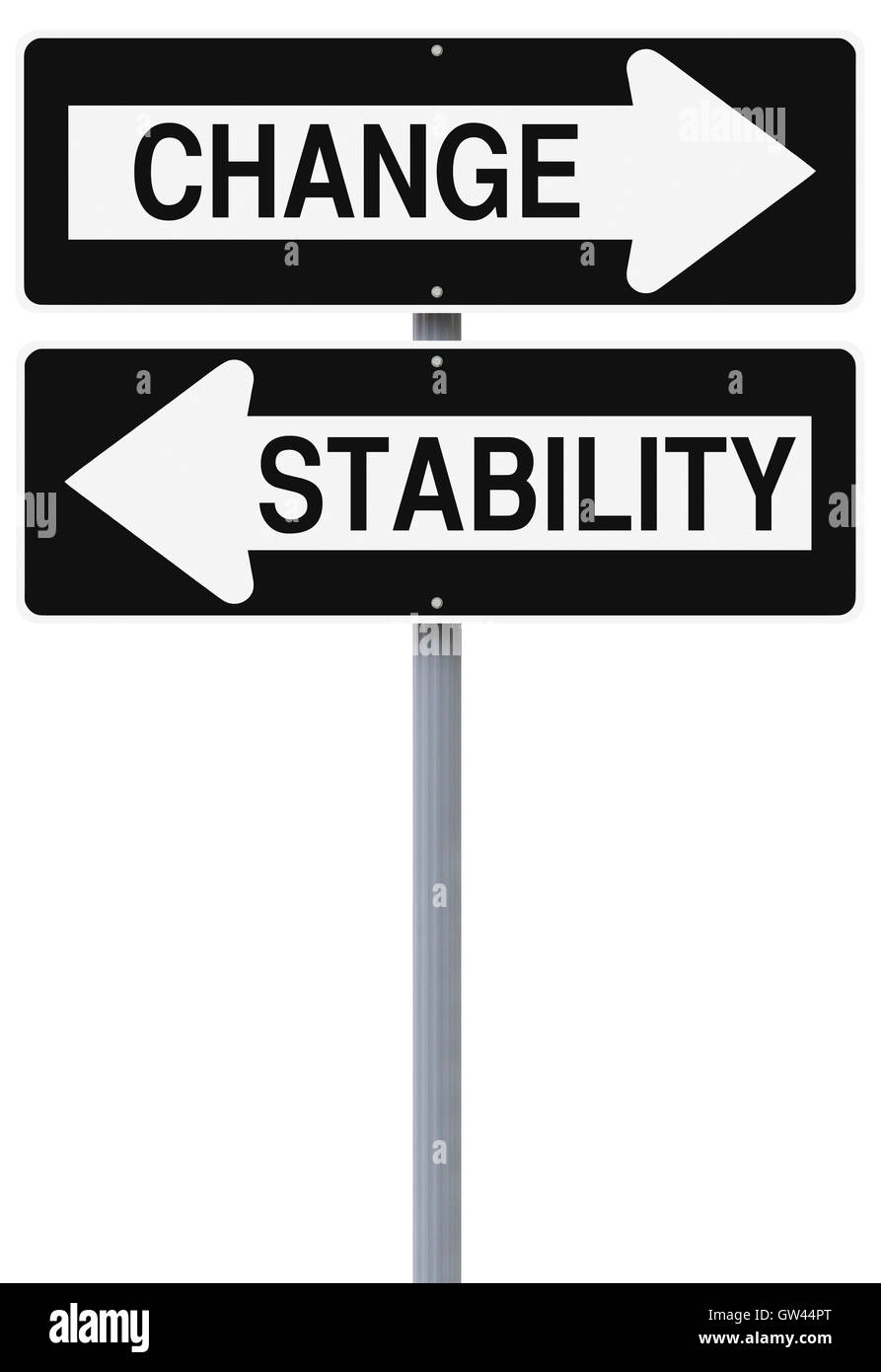Stabilität oder Veränderung Stockfoto