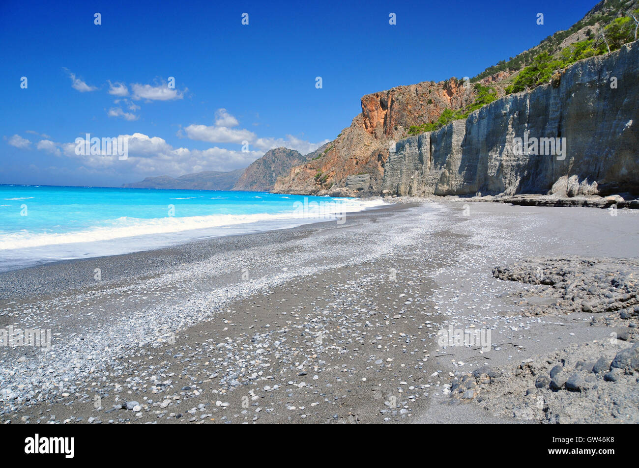 Wo trifft Crete Lybischen Meer am Strand von Domata Stockfoto
